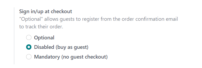 Odoo Website setting Checkout Process with the buy-as-guest option disabled